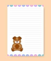 plannerpagina en takenlijst met schattige hond. cartoon vectorillustratie. vector