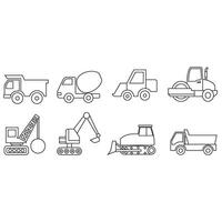 bouw machines icoon vector set. bouw illustratie teken verzameling. vrachtauto symbool of logo.