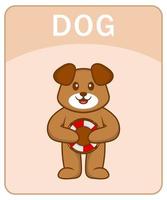 alfabet flashcard met schattige hond stripfiguur. vector