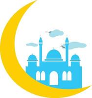 moskee en maanontwerp. islamitische feestdagen te herdenken. Islam. eenvoudig moskeepictogram vector