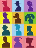 kleurrijk silhouet afbeeldingen van divers beroepen en menselijk karakters. vector