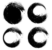 reeks van zwart en wit borstel beroerte ronde cirkel, reeks van zwart en wit vlekken, reeks van zwart en wit vector kattebelletje ronde cirkel pictogrammen kader borstel beroerte vector illustratie,