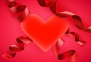 Valentijnsdag kaart met hart en linten. wenskaartsjabloon met kopieerruimte vector