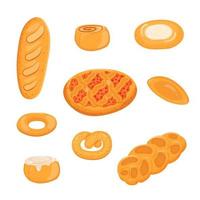 vectorillustratie van set van bakkerijproducten geïsoleerd op een witte achtergrond. vector