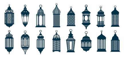 eid mubarak Arabisch Islamitisch fanatiek lantaarns reeks vector