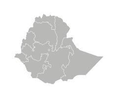 vector geïsoleerd illustratie van vereenvoudigd administratief kaart van Ethiopië. borders van de Regio's. grijs silhouetten. wit schets