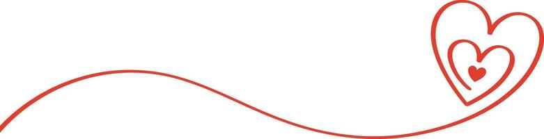 rood single lijn kalligrafische valentijnsdag dag vector hart illsutration banier, geïsoleerd