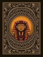 illustratie koning Egypte op vintage ornament frame vector