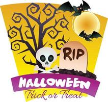 halloween graven en dode boom thema vector