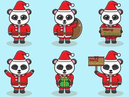 schattige panda santa claus vectorillustratie vector