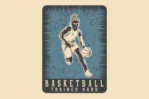 basketbal getraind hard silhouetontwerp vector
