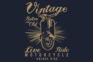 vintage retro niet oud live rit motorfiets uniek rit silhouet ontwerp vector