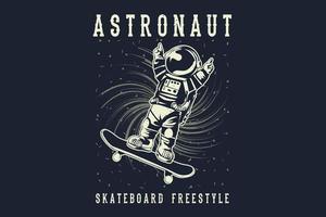 astronaut skateboard freestyle silhouet ontwerp vector