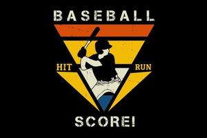 honkbal hit run score silhouet ontwerp vector