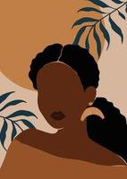 afro-amerikaanse vrouw in boho-stijl kunst aan de muur vector