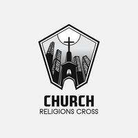 kerk kruis logo. gemakkelijk religie vector ontwerp. geïsoleerd met zacht achtergrond.