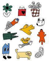 schattig y2k knal kunst sticker illustraties vector