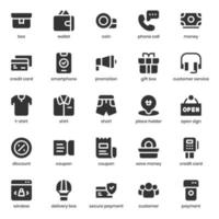 winkelen en e-commerce icon pack voor uw website-ontwerp, logo, app, ui. winkelen en e-commerce pictogram glyph ontwerp. vector grafische illustratie en bewerkbare lijn.