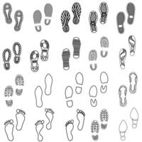 schoen prints icoon vector set. voetafdrukken illustratie teken verzameling. schoenen symbool of logo.