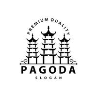 boeddhistisch cultuur gebouw pagode logo vector wijnoogst ontwerp gemakkelijk minimalistische illustratie