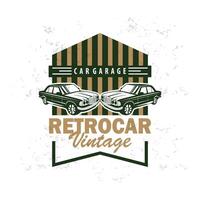 klassiek auto logo ontwerp insigne postzegel vector voertuig spier auto oud wijnoogst retro sjabloon illustratie