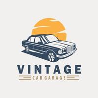 klassiek auto logo ontwerp insigne postzegel vector voertuig spier auto oud wijnoogst retro sjabloon illustratie