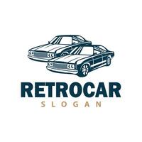 klassiek auto logo ontwerp insigne postzegel vector voertuig spier auto oud wijnoogst retro sjabloon illustratie