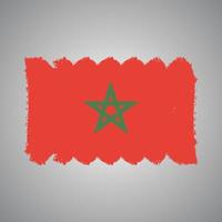 vlag van marokko met aquarel geschilderd penseel vector