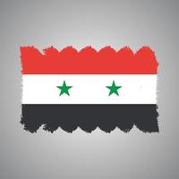 vlag van syrië met aquarel geschilderd penseel vector