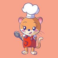 schattig kat vervelend chef hoed vector