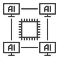 computers met ai spaander vector kunstmatig intelligentie- technologie schets icoon of symbool