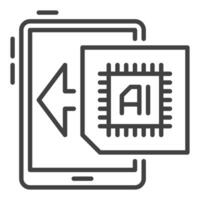 tablet met kunstmatig intelligentie- vector ai icoon of symbool in schets stijl