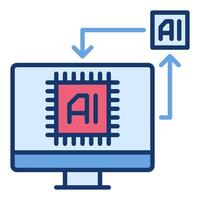 ai technologie Aan computer Scherm vector gekleurde icoon of ontwerp element