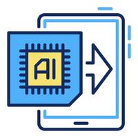 kunstmatig intelligentie- in tablet vector ai gekleurde icoon of teken