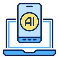 kunstmatig intelligentie- smartphone en laptop computer met vector ai gekleurde icoon of teken