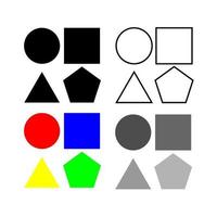 geometrische vormen met cirkel, vierkant, driehoek, vijfhoek icoon vector