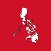 vectorillustratie van de kaart van de Filippijnse eilanden op rode achtergrond vector