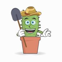 het karakter van de cactusmascotte wordt een boer. vector illustratie