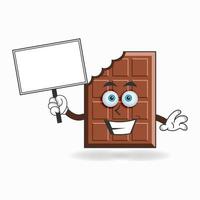 chocolade mascotte karakter met een wit bord. vector illustratie