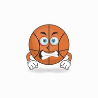 basketbal mascotte karakter met boze uitdrukking. vector illustratie