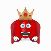 het karakter van de rode paprika-mascotte wordt een koning. vector illustratie