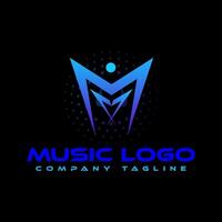 eerste brief m muziek- logo. mm symbool podcast logo icoon vector sjabloon. pro vector