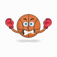 basketbal mascotte karakter met boksuitrusting. vector illustratie