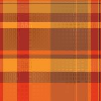 minimalistische controleren Schotse ruit textuur, ons achtergrond plaid kleding stof. gemengd patroon vector naadloos textiel in rood en oranje kleuren.