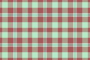 pak structuur achtergrond controleren, groet kaart kleding stof textiel vector. vakantie Schotse ruit naadloos plaid patroon in rood en licht kleuren. vector