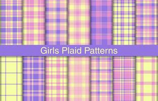 meisjes plaid bundels, textiel ontwerp, geruit kleding stof patroon voor shirt, jurk, pak, omhulsel papier afdrukken, uitnodiging en geschenk kaart. vector