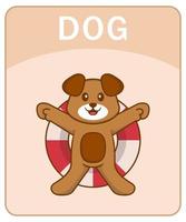 alfabet flashcard met schattige hond stripfiguur. vector