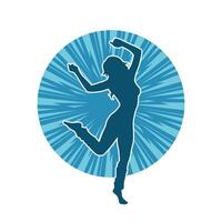 silhouet van een vrouw danser in actie houding. silhouet van een slank vrouw in dansen houding. vector