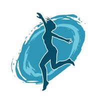 silhouet van een vrouw ballet danser in actie houding. silhouet van een ballerina meisje dansen houding. vector