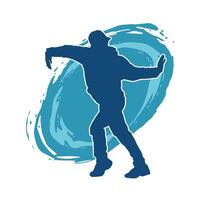 silhouet van een mannetje danser in actie houding. silhouet van een slank Mens in dansen houding. vector